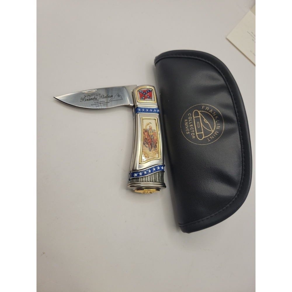 Franklin Mint Civil War J.E.B. Stuart Brandy‎ Station Knife BOX COA & Pouch